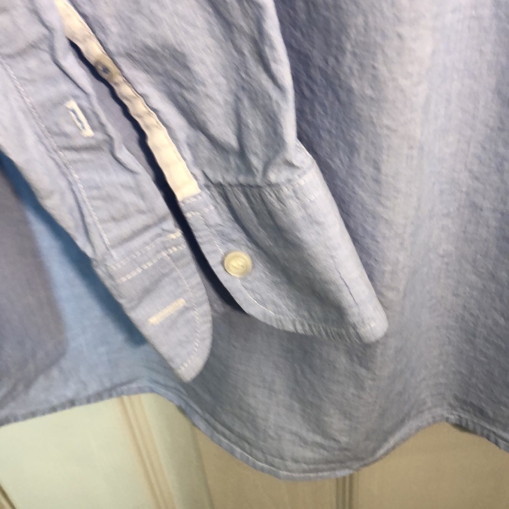 OLD NAVY The CLASSIC SHIRT Slim Fit Lg  Blue Men’s Button Down 100% Cotton Used - Picture 8 of 13